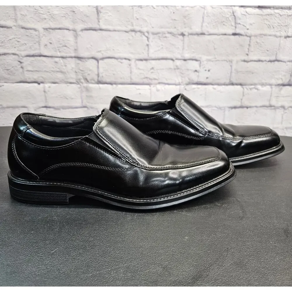 Dockers Lawton Slip Resistant Black Leather Dress Shoes Mens 9M Work Loafers EUC